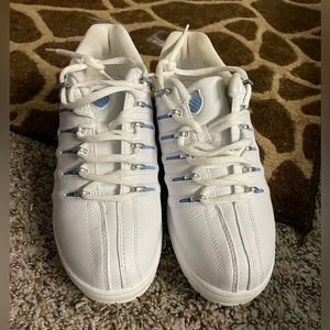 White and blue sneakers